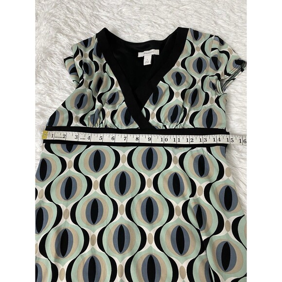 Dressbarn A-Line Dress Women's Size 4 Multicolor Geometric Tie Waist V Neck - Picture 4 of 13